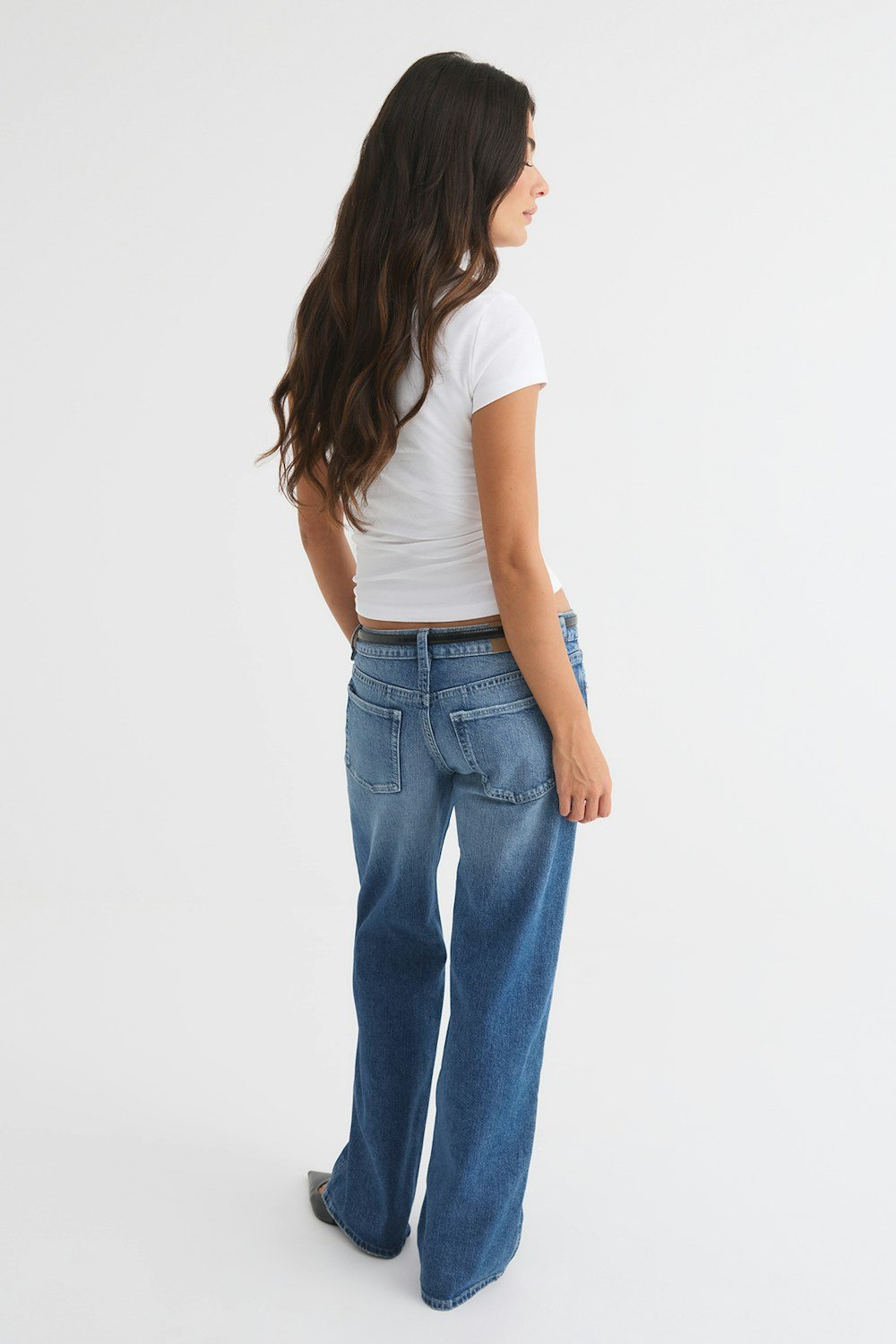Jean large taille basse bleu