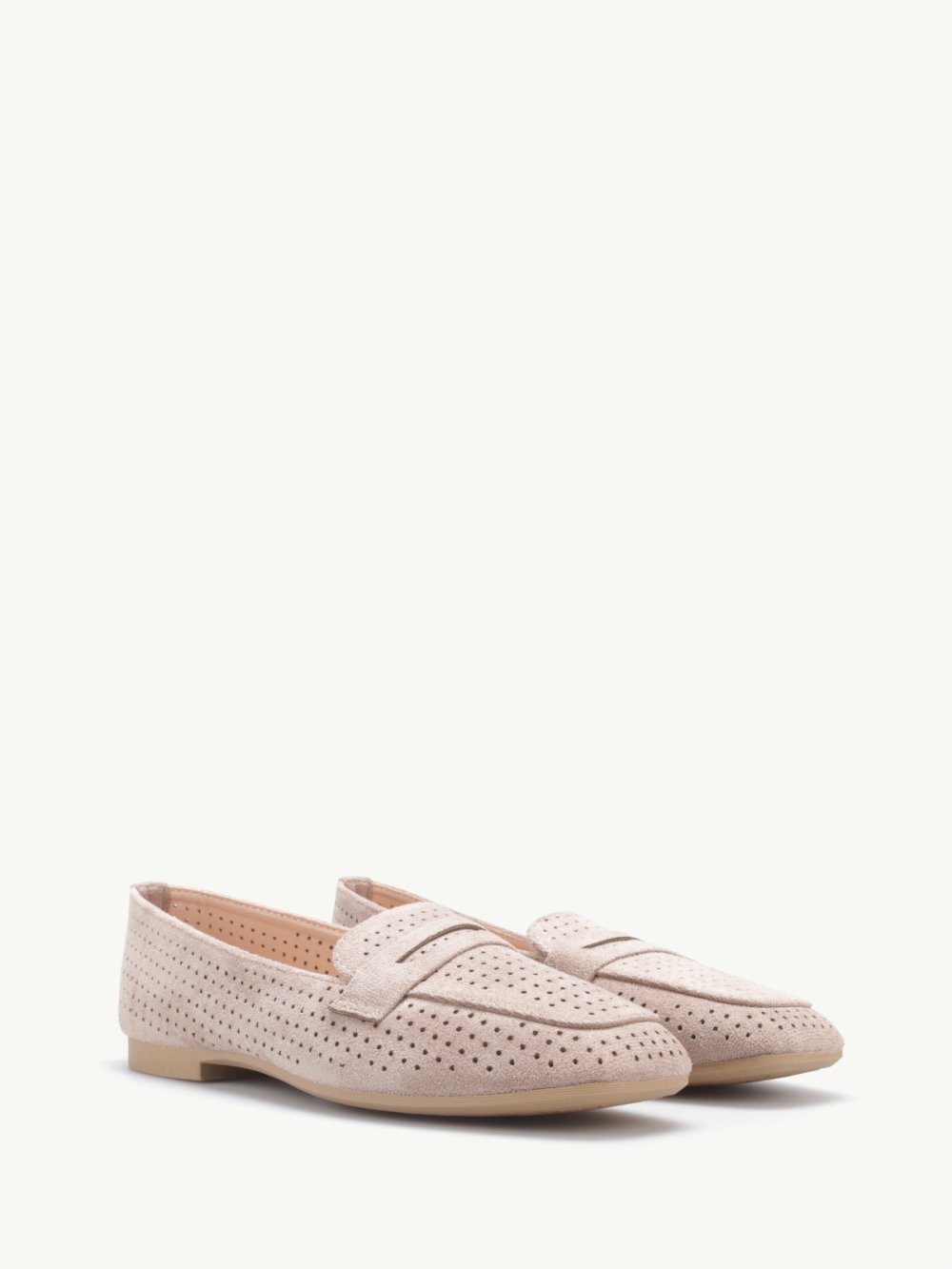 Mocassins ajourés en suédine taupe