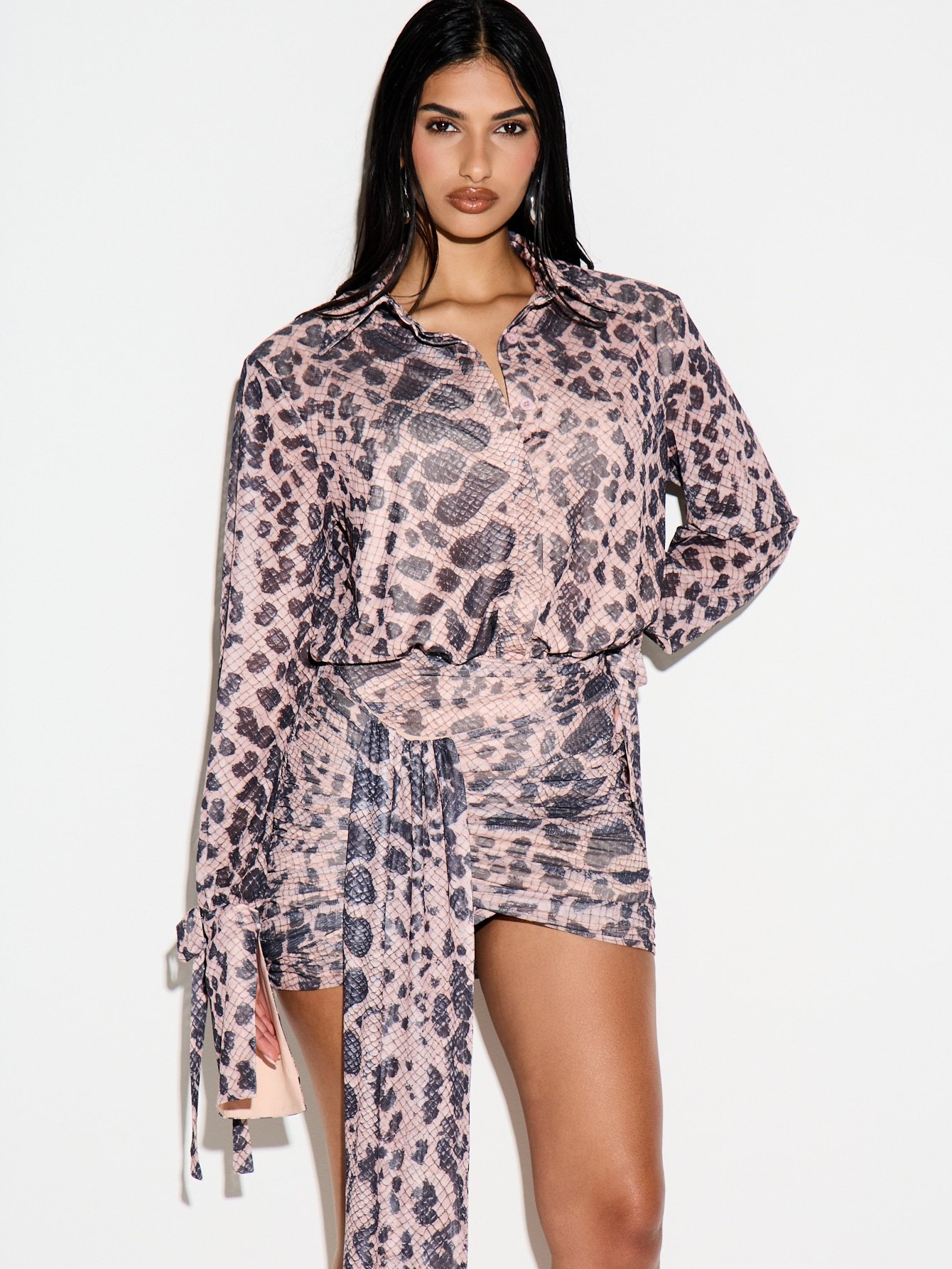 Robe Chemise En Maille À Imprimé Python Pour Femmes