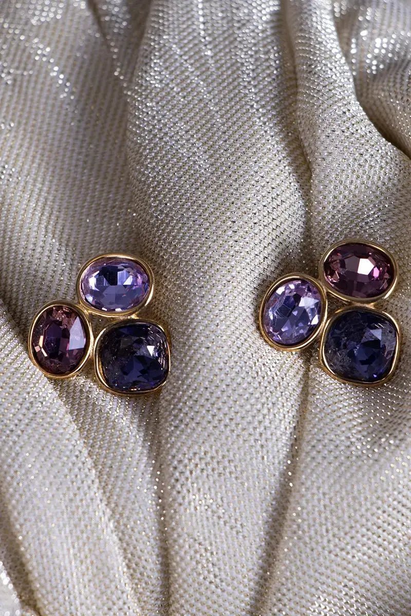 Mauve trefoil stud earrings
