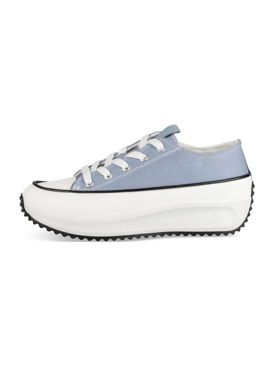 Baskets plateforme crantée en toile bleues