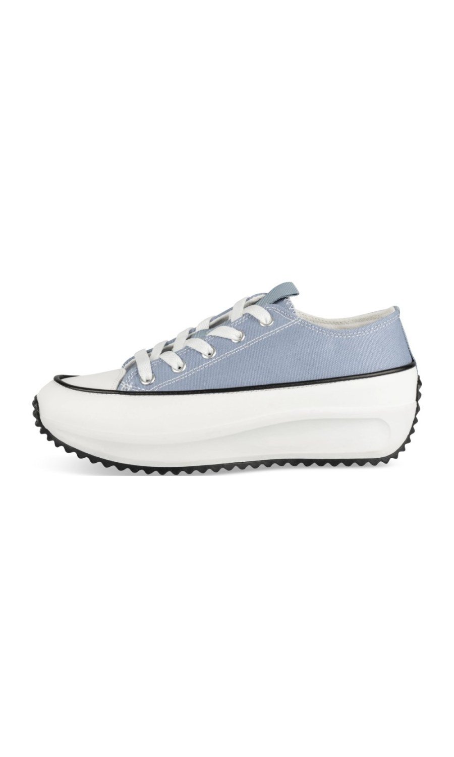 Blue canvas cleated platform sneakers