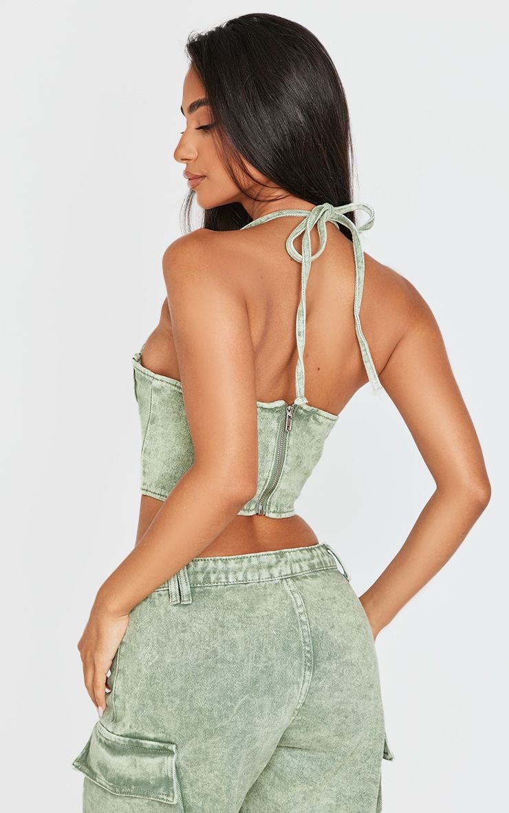 Corset denim délavé vintage - Petite