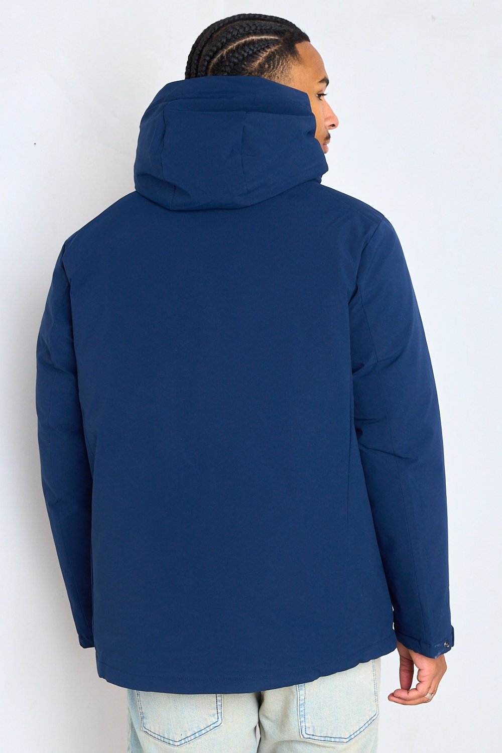 Parka déperlante b capuche bleu marine