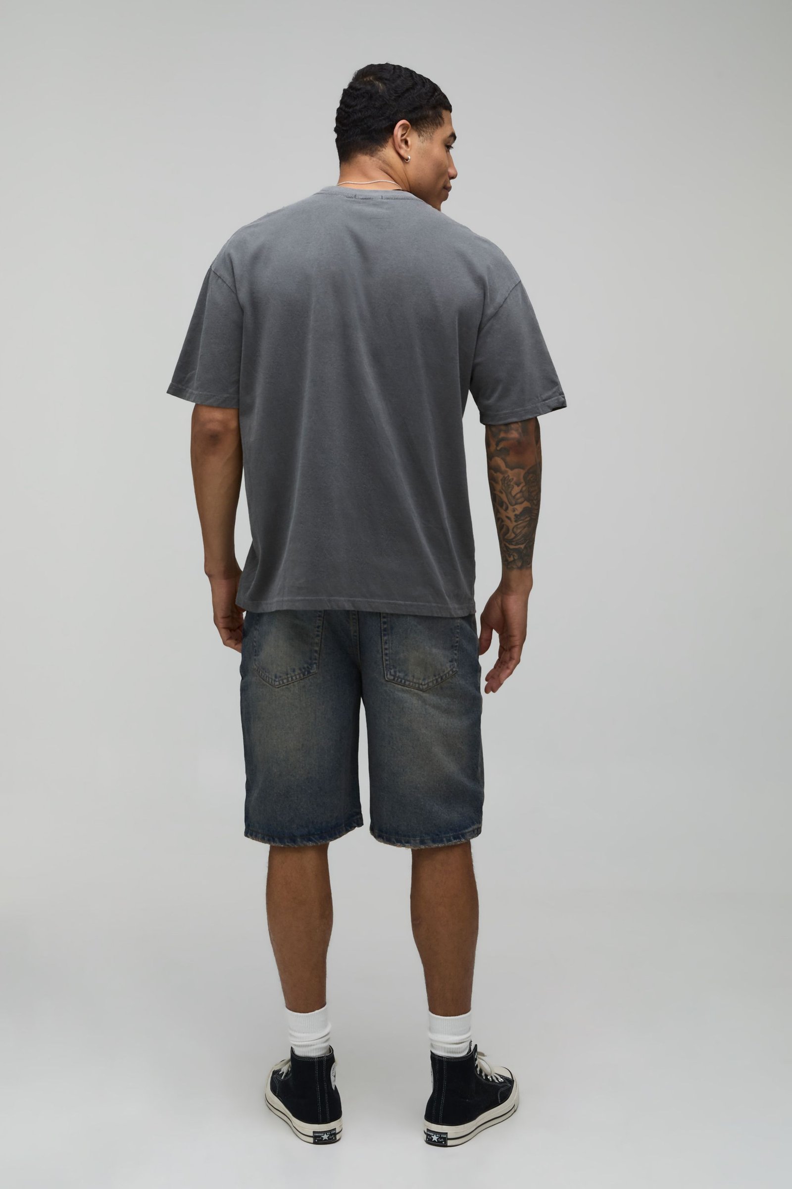 Short En Denim Teinté Coupe Décontractée