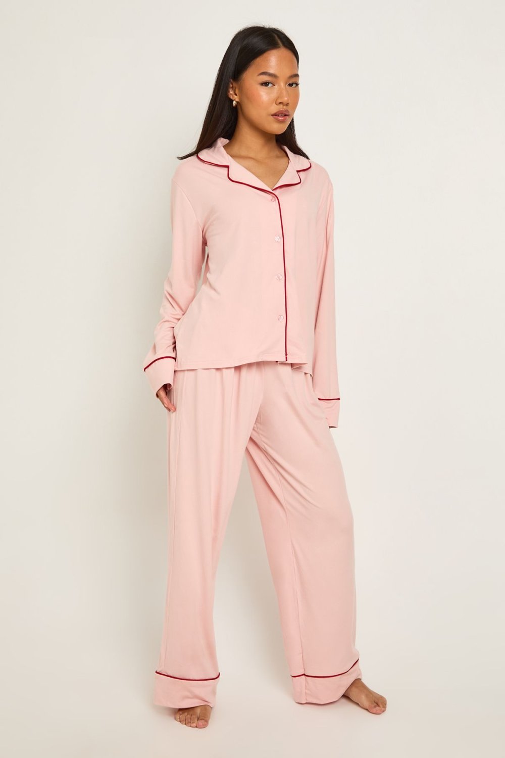 Pyjama chemise et pantalon à passepoil - Petite
