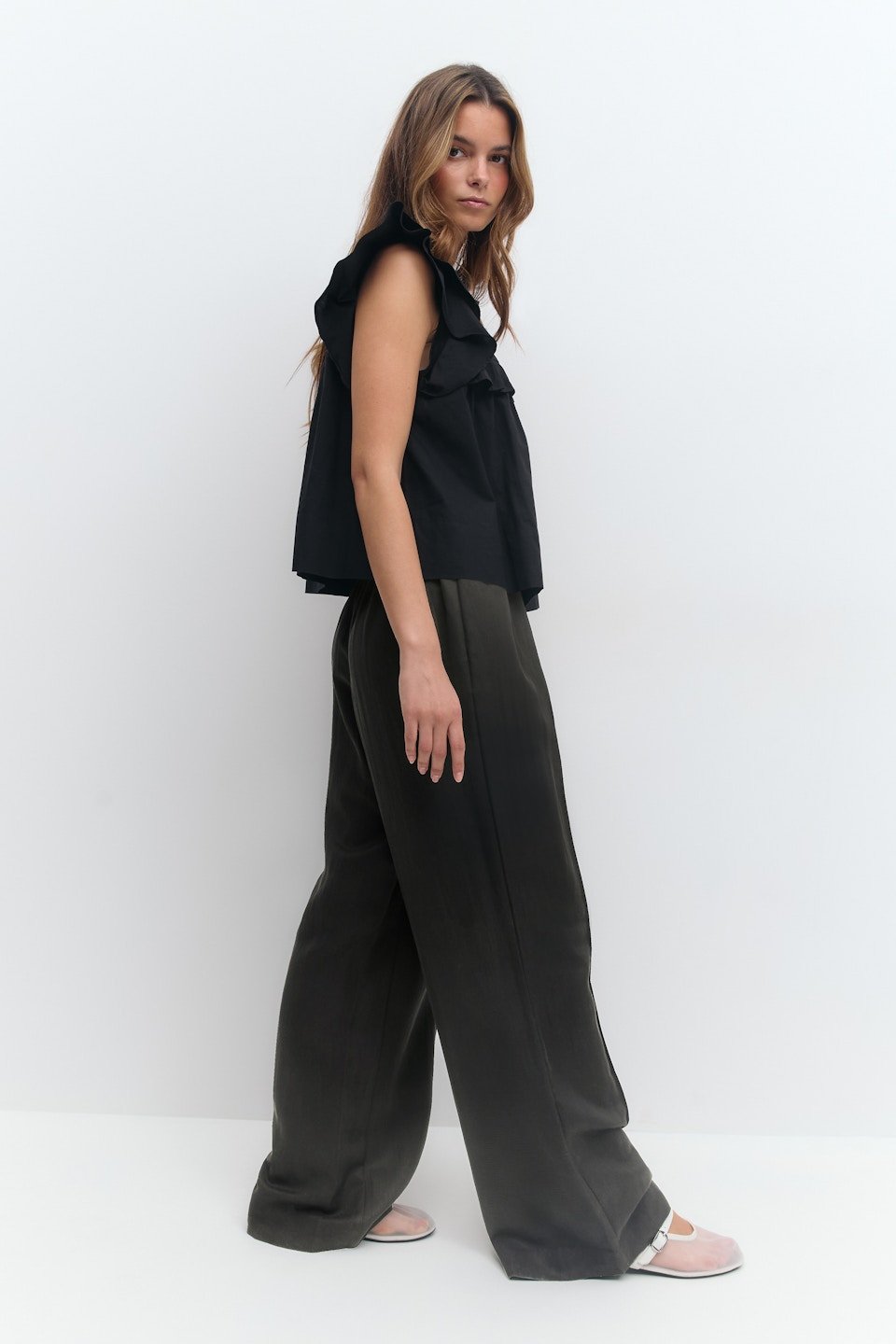 Pantalon large décontracté à cordon