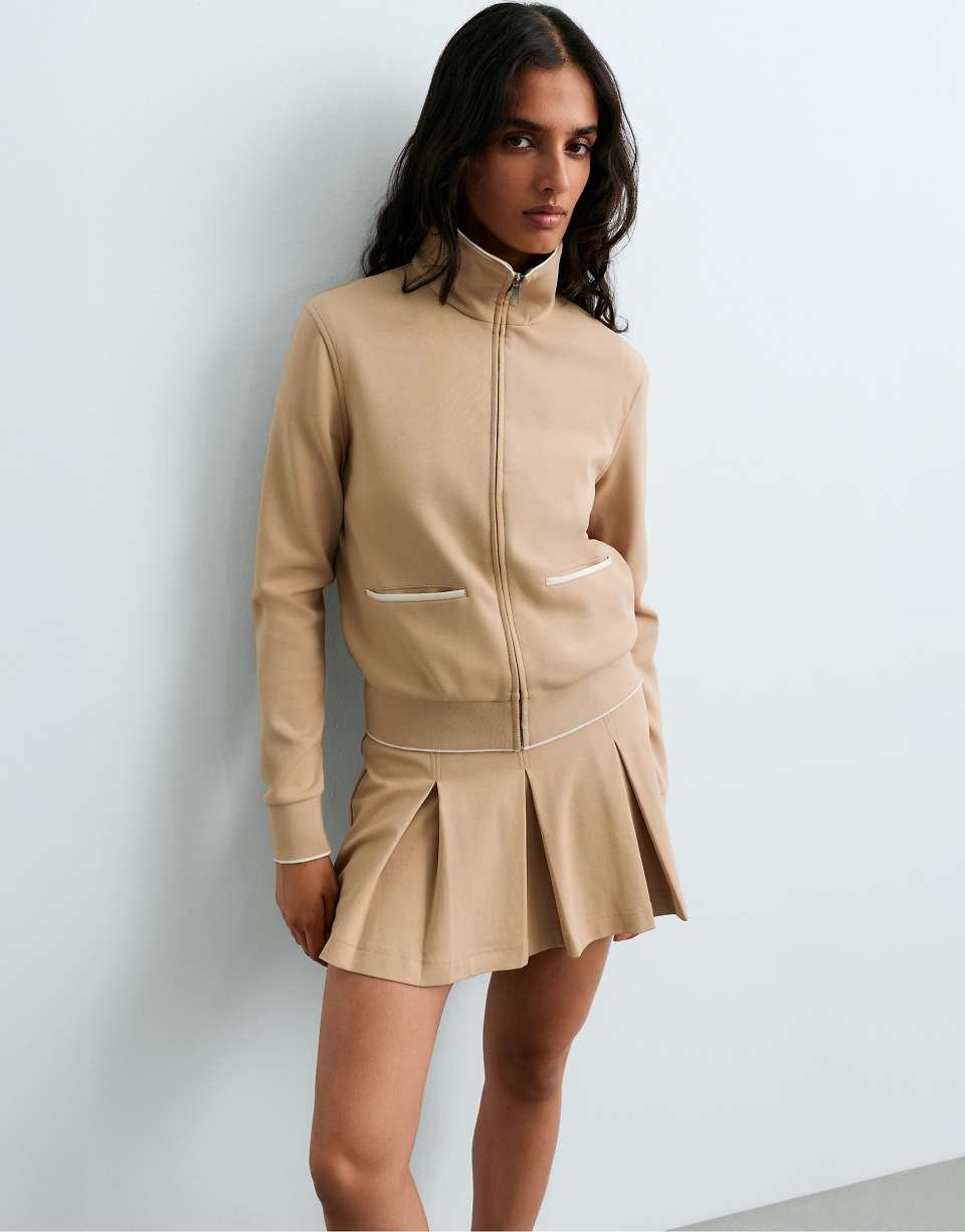 Jupe-short plissée taille 3alya b ceinture - Beige