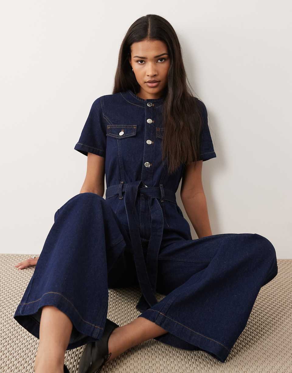 Combinaison b bwatn style militaire, lon indigo délavé
