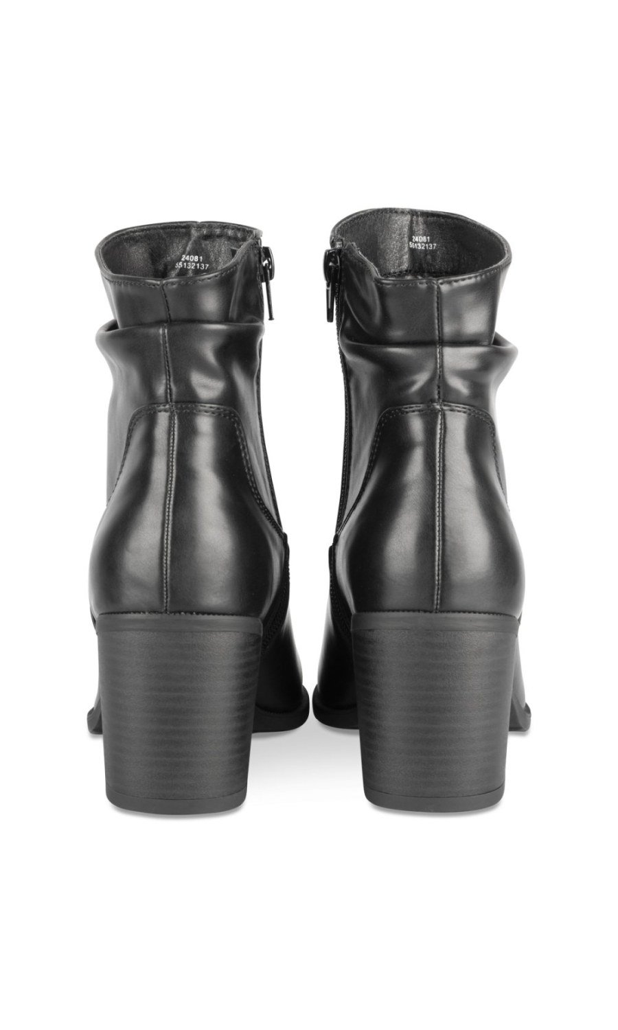 Black block-heel boots with slouchy shaft