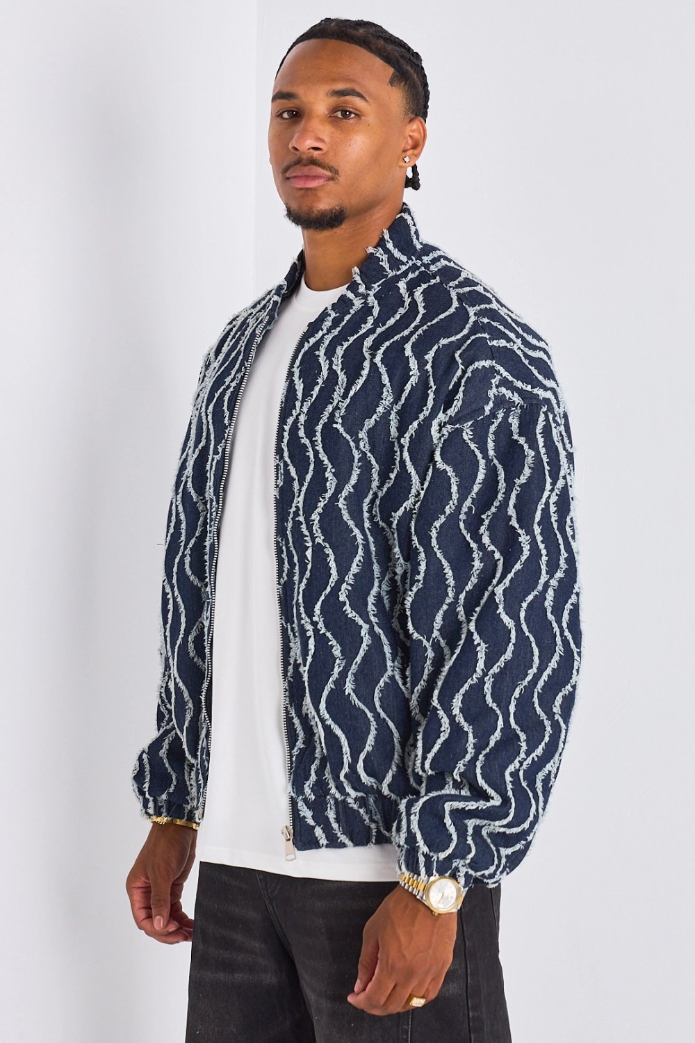 Bomber b motif mmouwej bleu marine