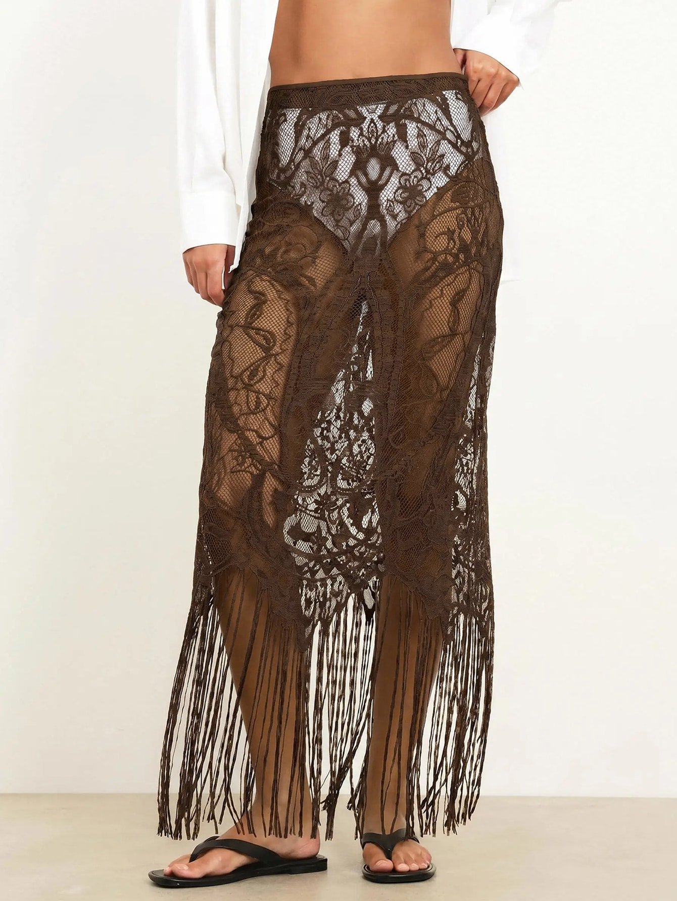 Jupe twila dentelle b nwar w franges
