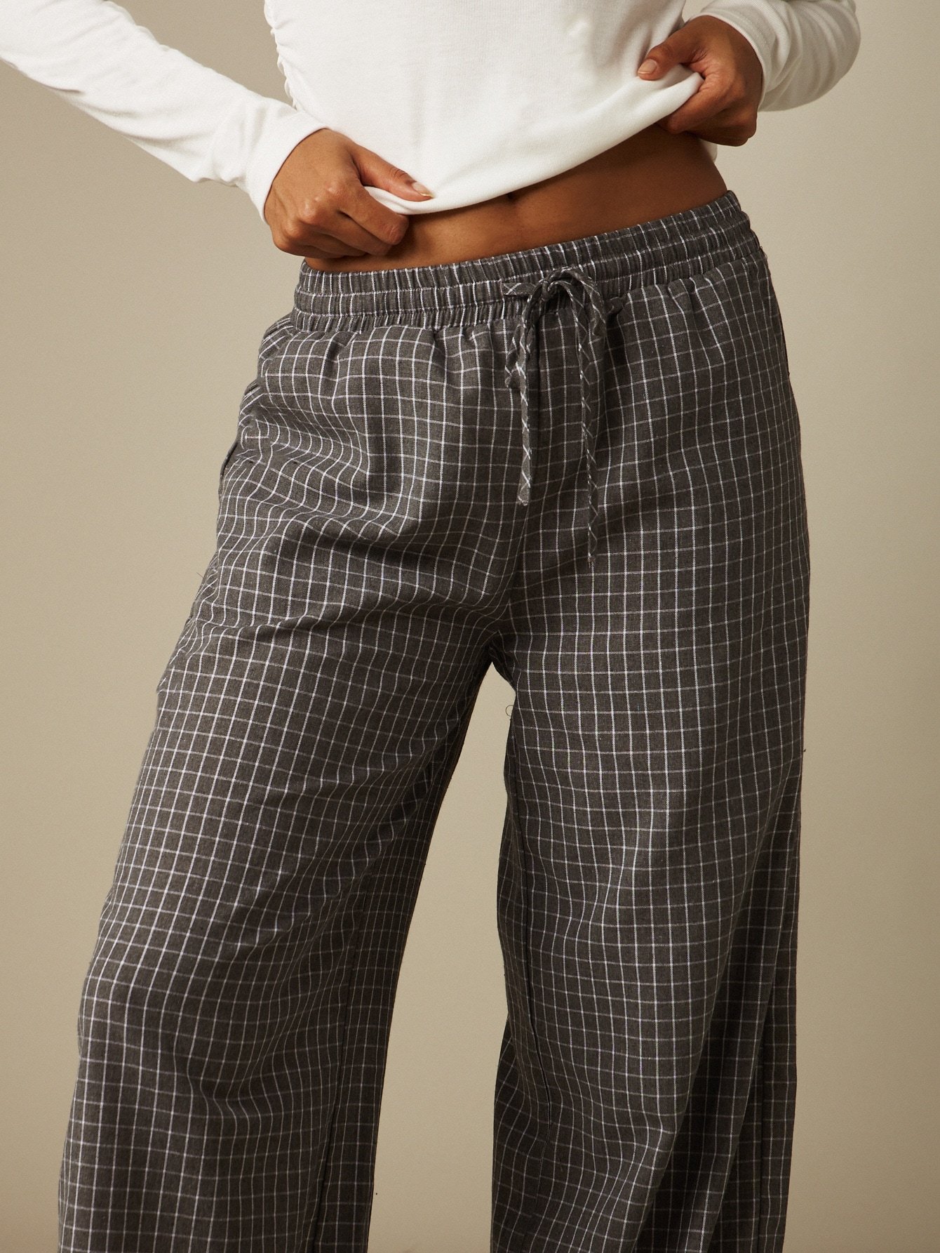 Pantalon à carreaux à jambes larges