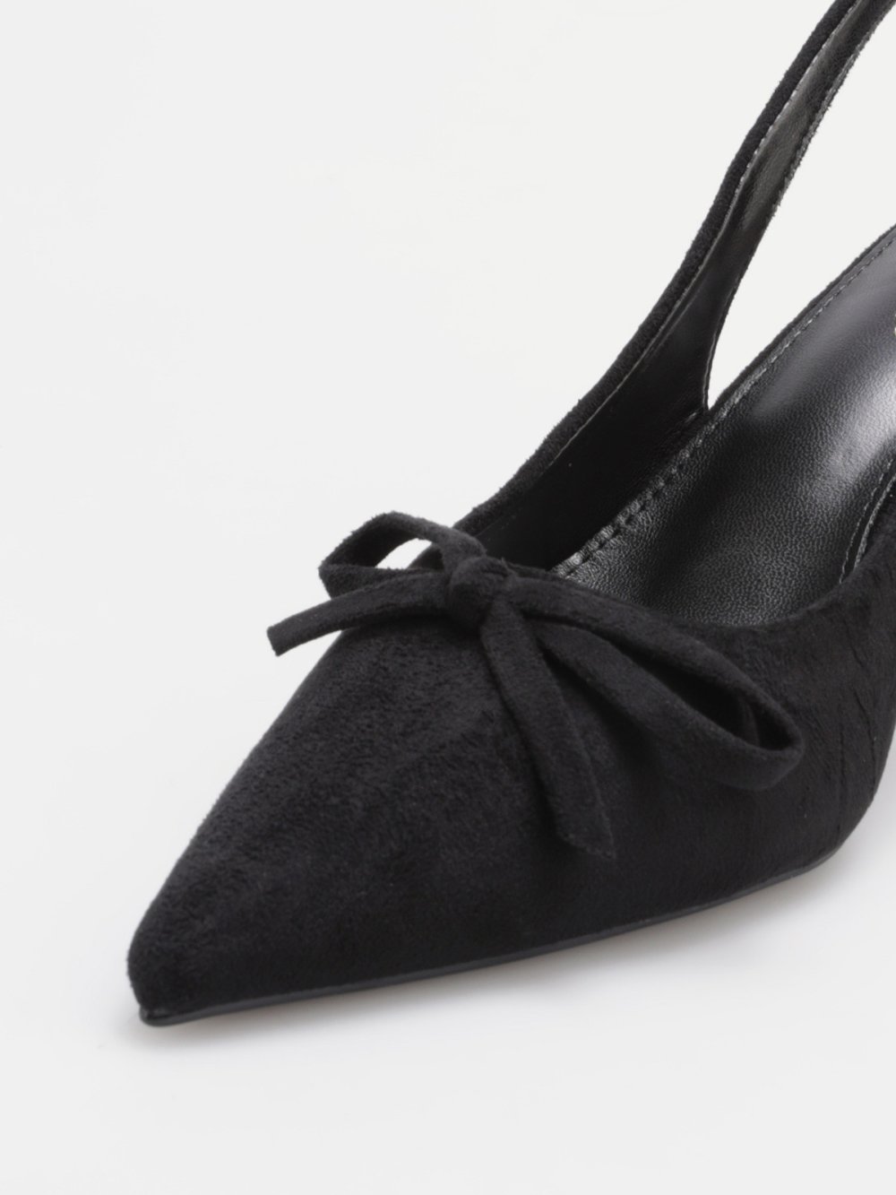Escarpins slingback en suédine à nœud noirs