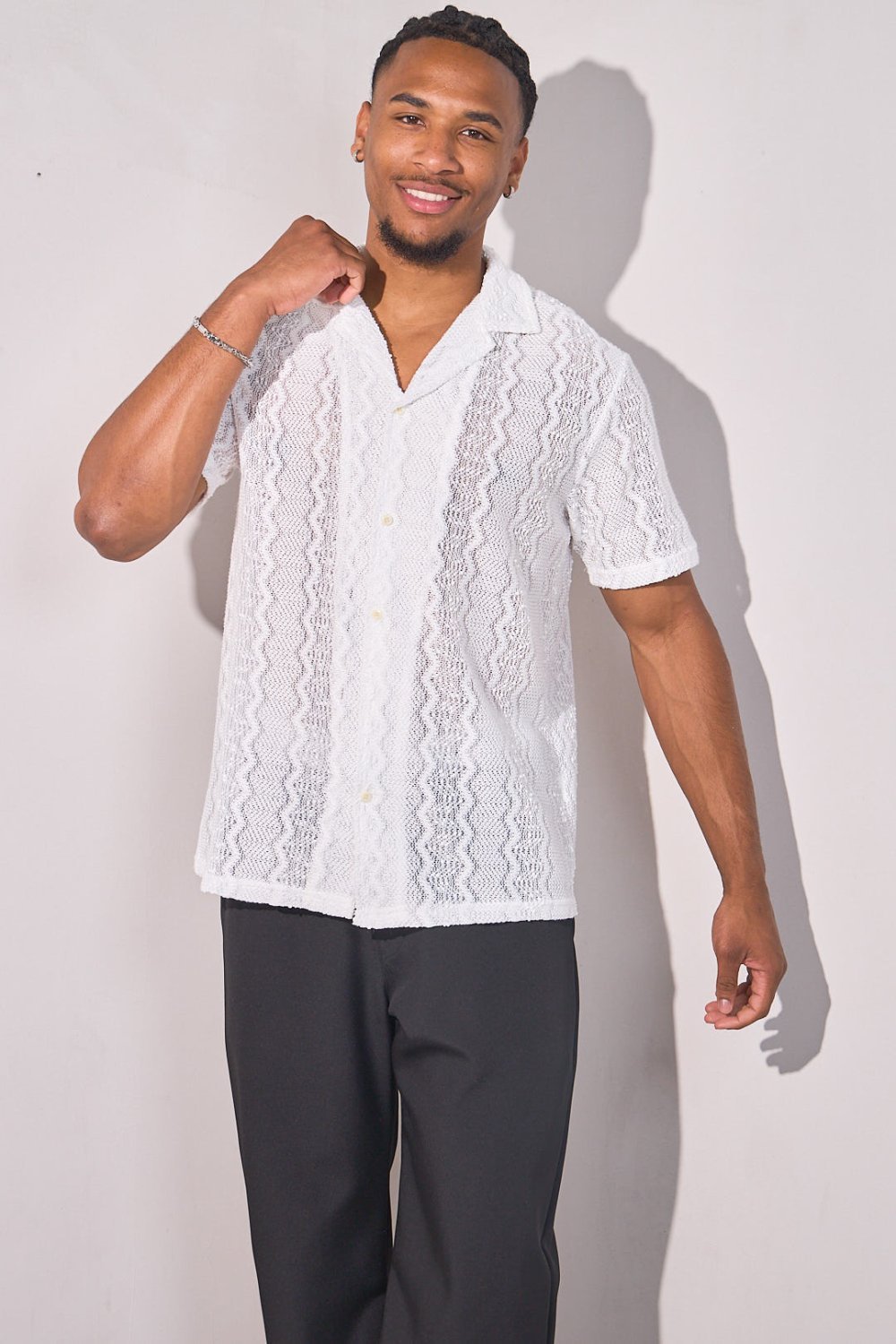 Chemise en maille à motifs blanche