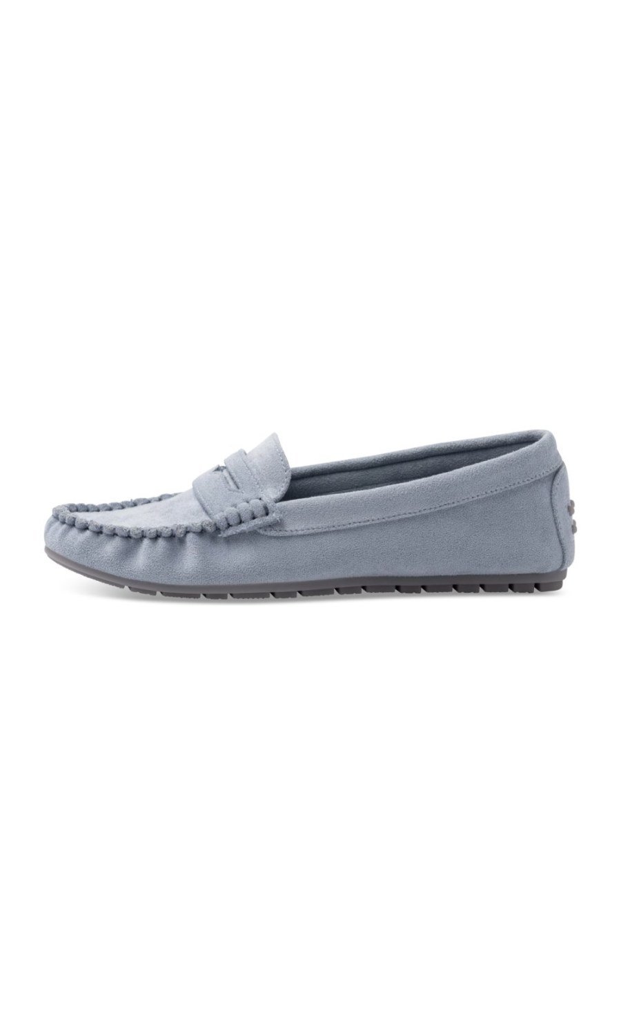 Blue faux suede loafers