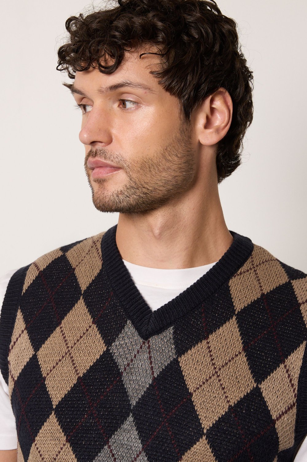 Pull bla kmam argyle, bleu marine