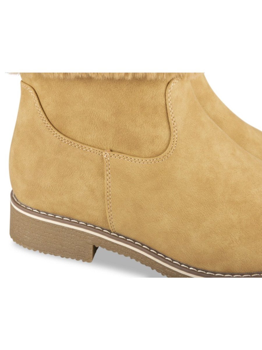 Bottines à col fausse fourrure camel