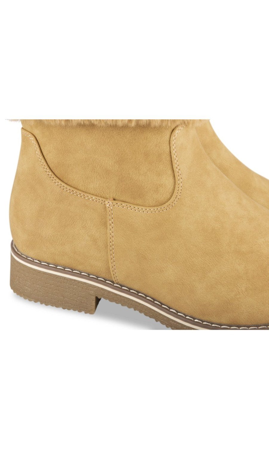 Bottines b col fourrure camel