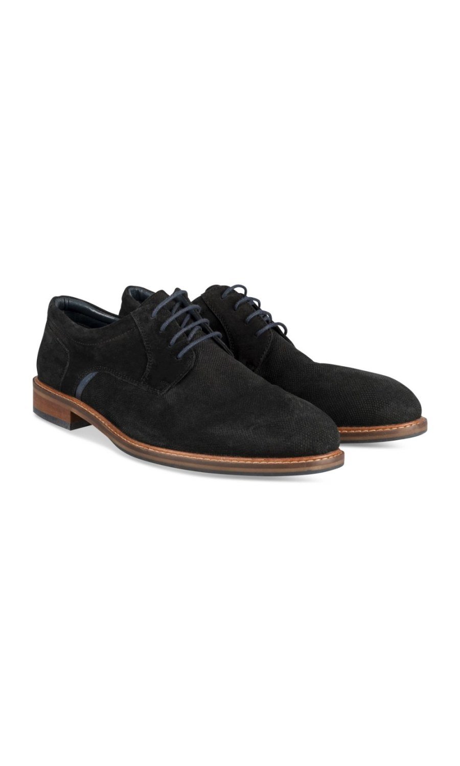 Derbies aspect suédine semelle camel noirs