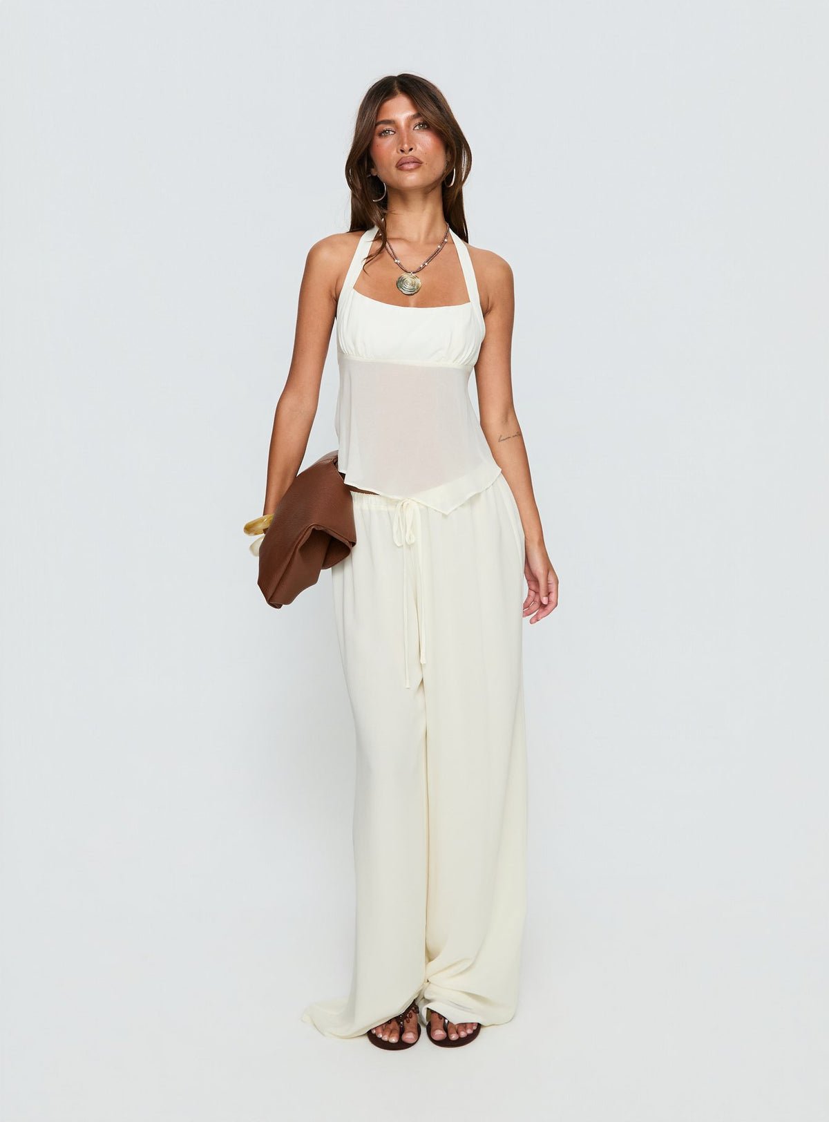Sheer chiffon halter top