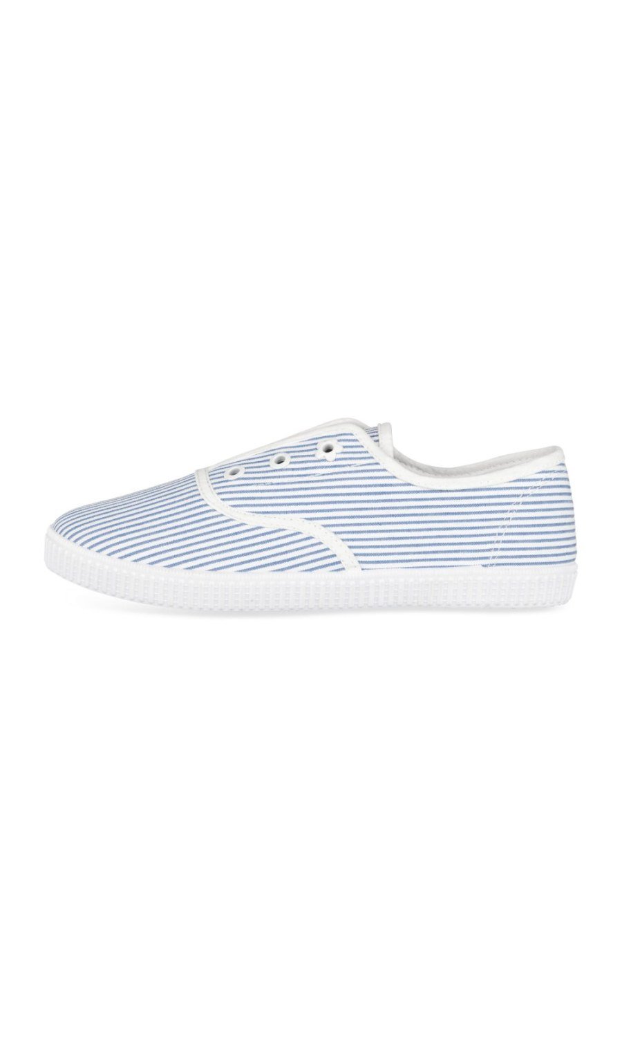 Blue striped canvas plimsolls