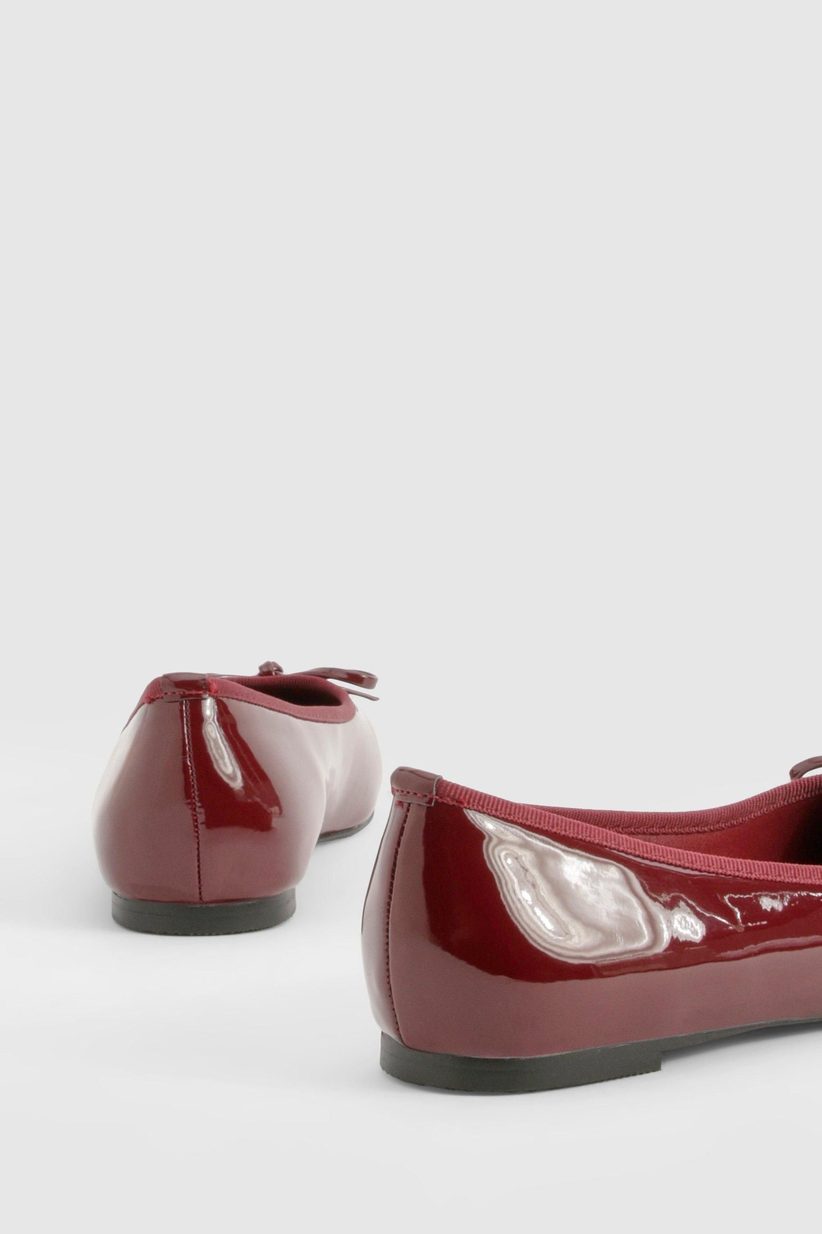 Square toe bow ballet flats - Burgundy
