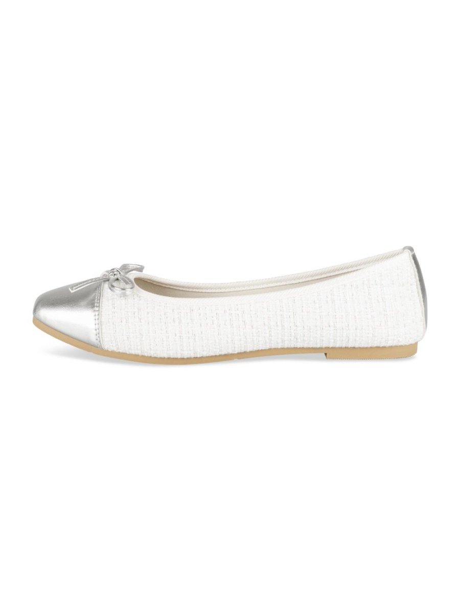 Ballerines effet tweed bout argenté blanches