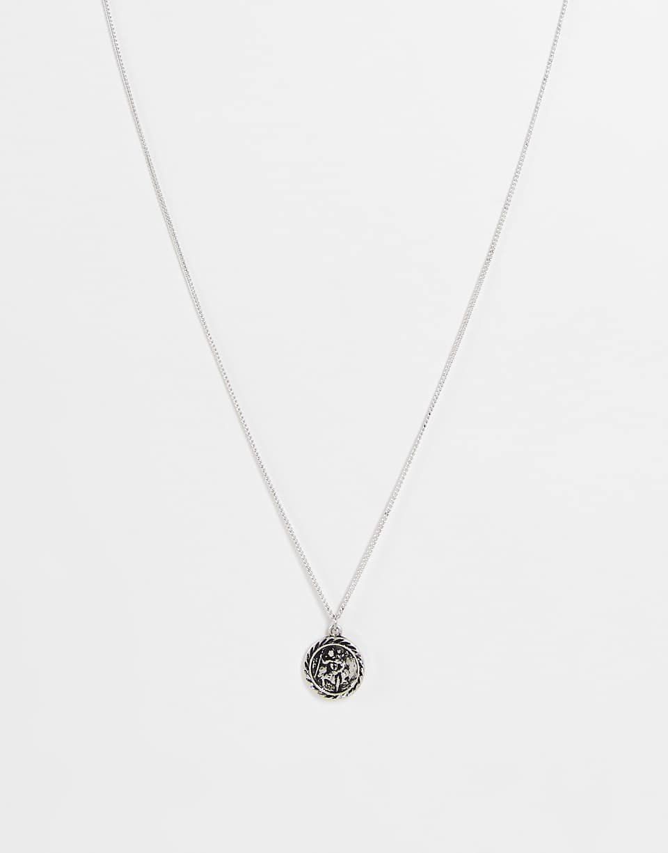 Collier unisexe avec pendentif saint Christophe - Argent poli