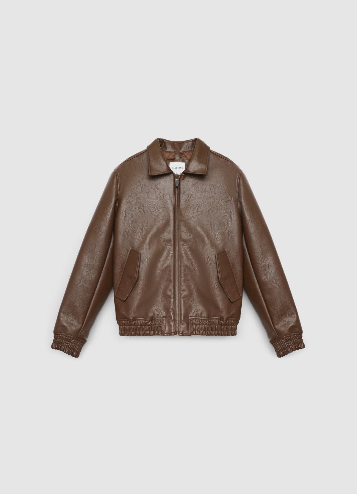 Faux-leather zip puffer jacket