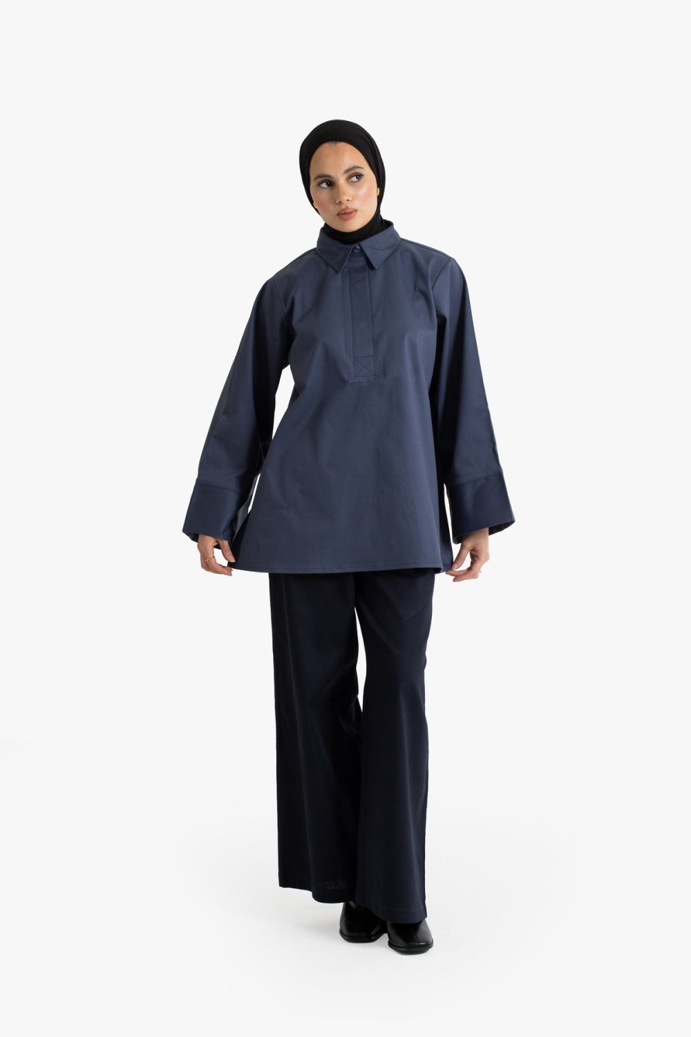 Haut wase3 b col chemise, coton - Zre9 marine