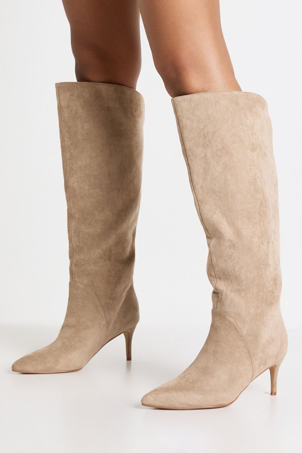 Faux suede knee-high boots - Wide fit