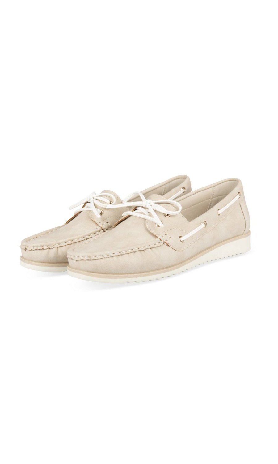 Chaussures bateau à lacet blanc beiges