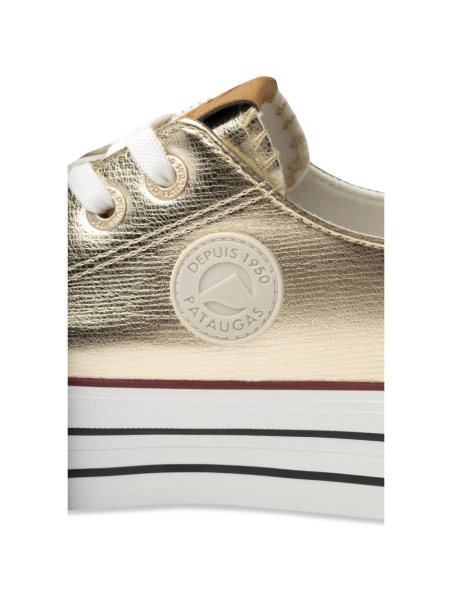 Gold metallic platform sneakers