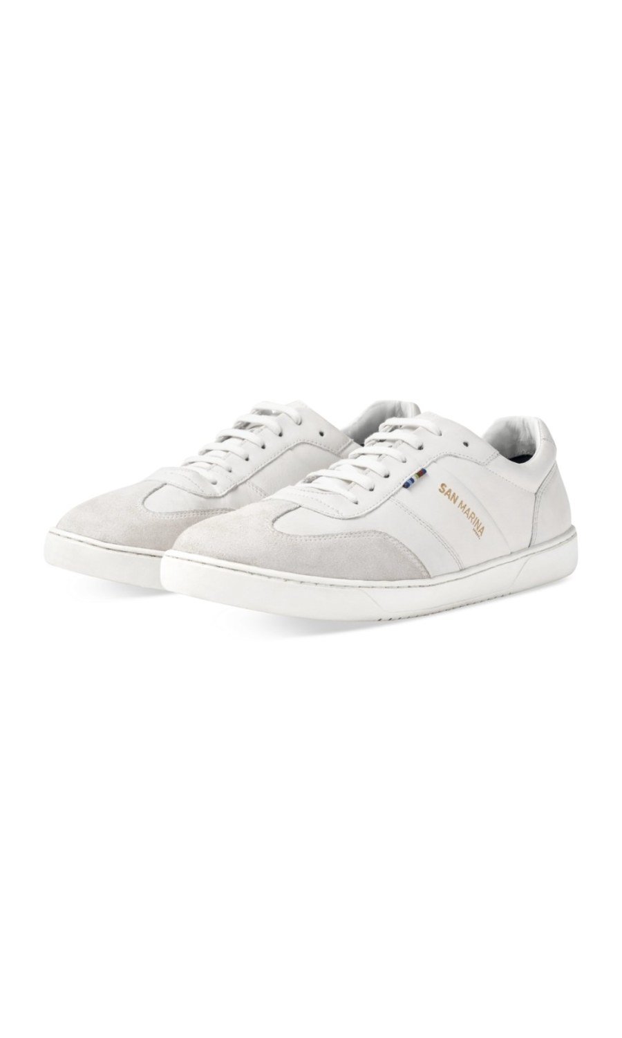 Baskets rétro bi-matière blanches