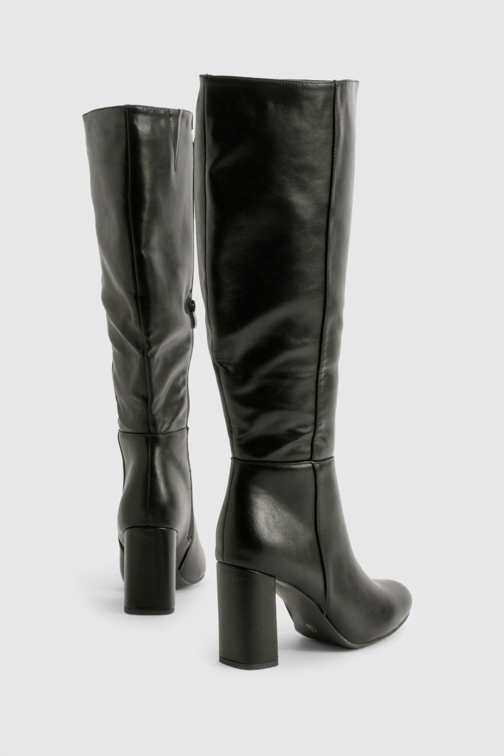 Black block-heel knee-high boots - Wide fit