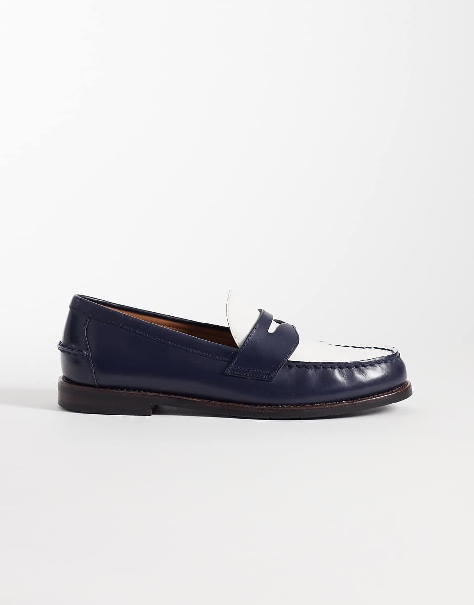 Mocassins en cuir - Bleu marine et blanc