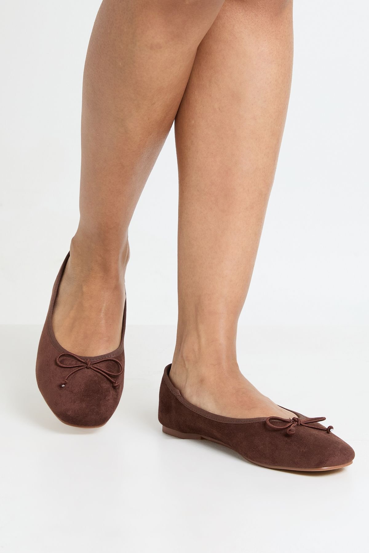 Ballerines à bout carré et nœud - Chocolat