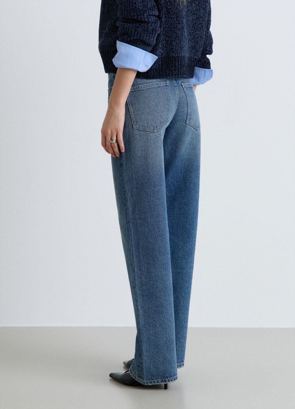 Vintage blue high-waisted wide leg jeans