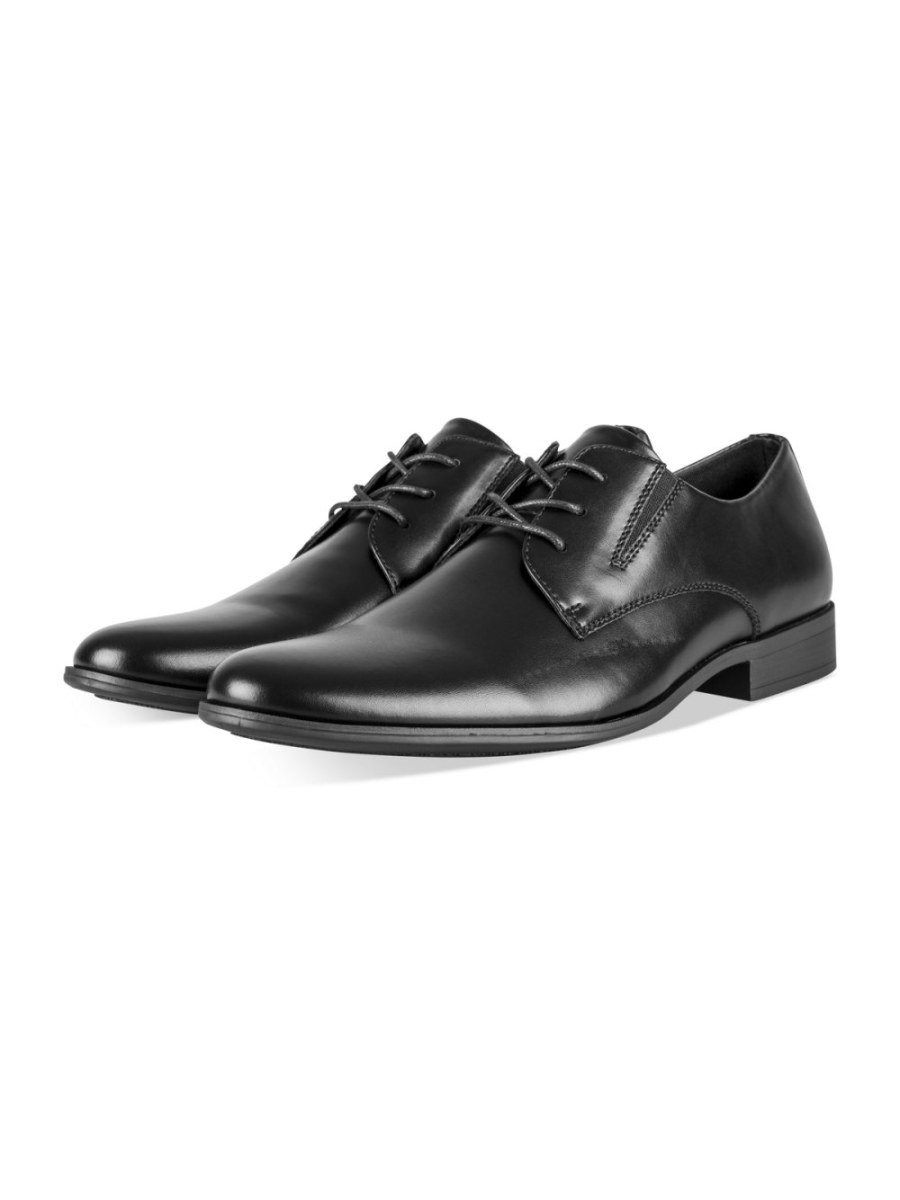 Black almond-toe derbies