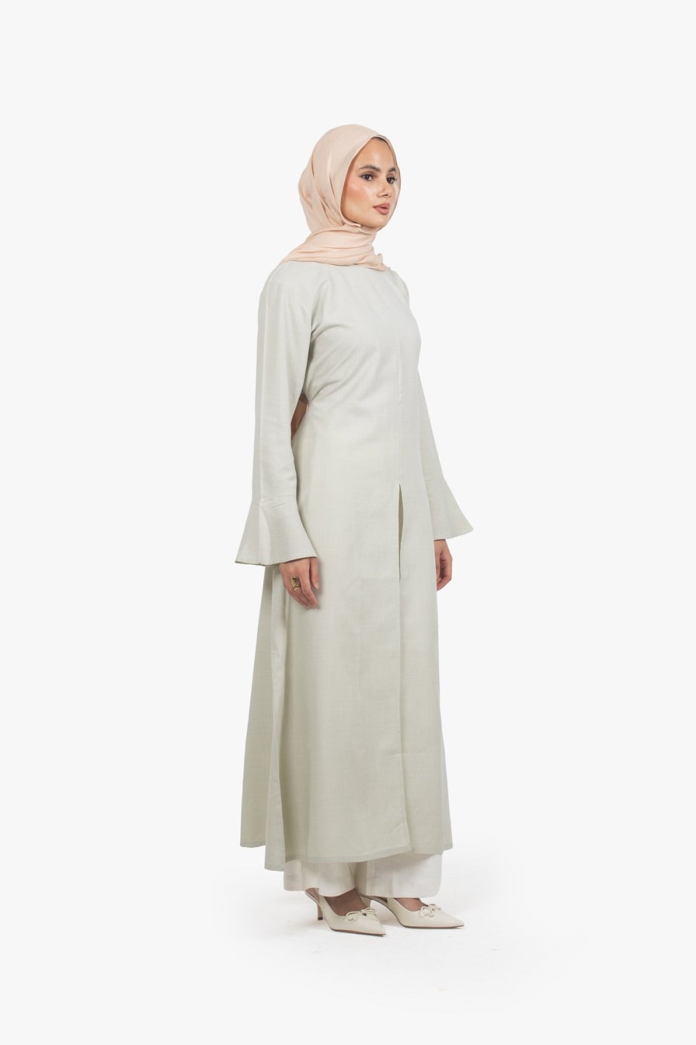 Front-slit maxi dress - Sage