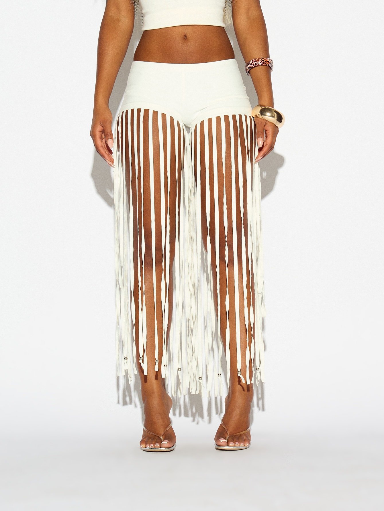 Jupe twila b franges w short mn ldakhel