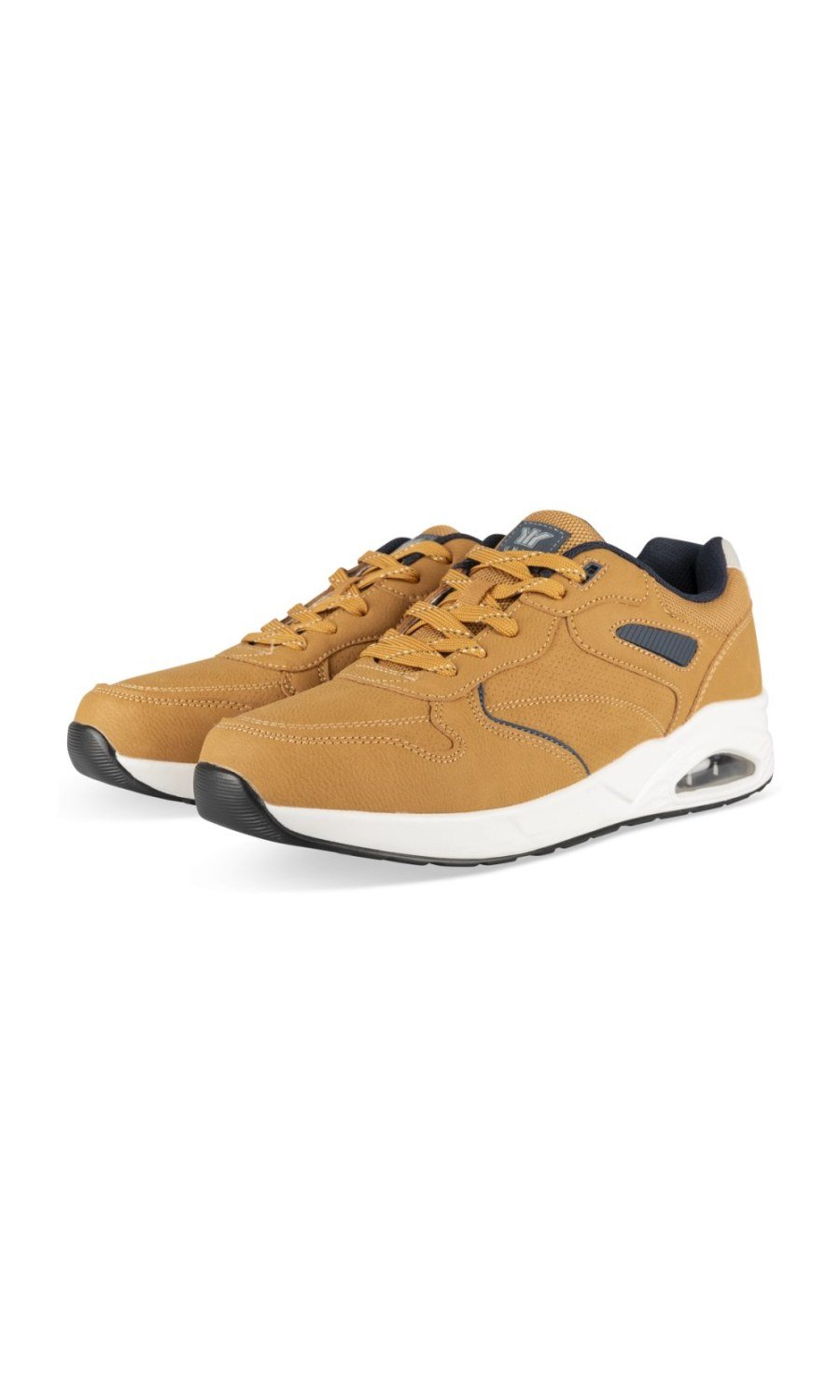 Camel mixed-texture sneakers with air bubble sole
