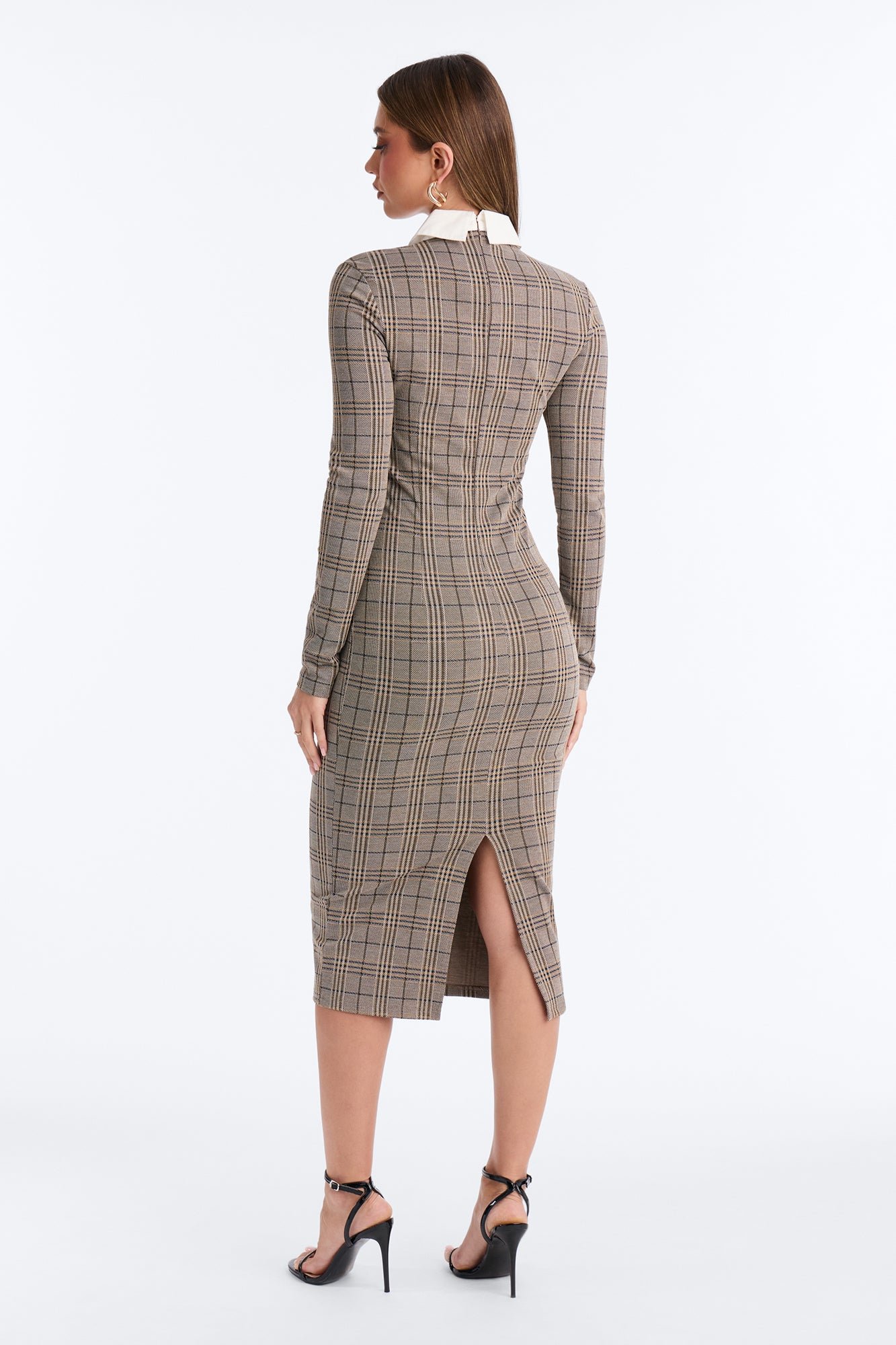 Robe nes toul carreaux crêpe b col