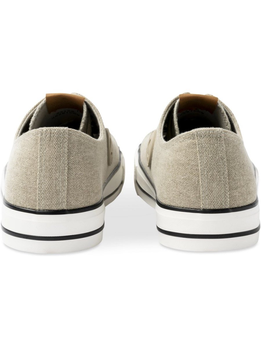 Khaki canvas sneakers with toe cap