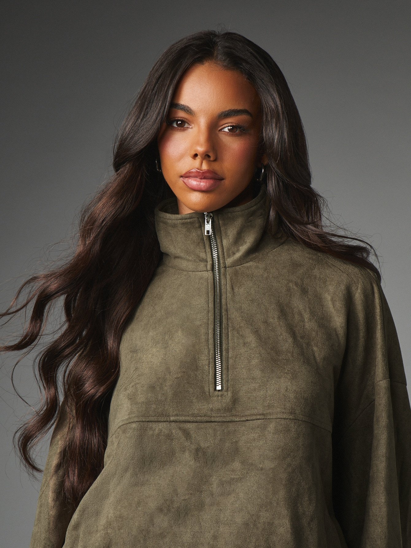 Pull demi-zip suédine b kmam évasés