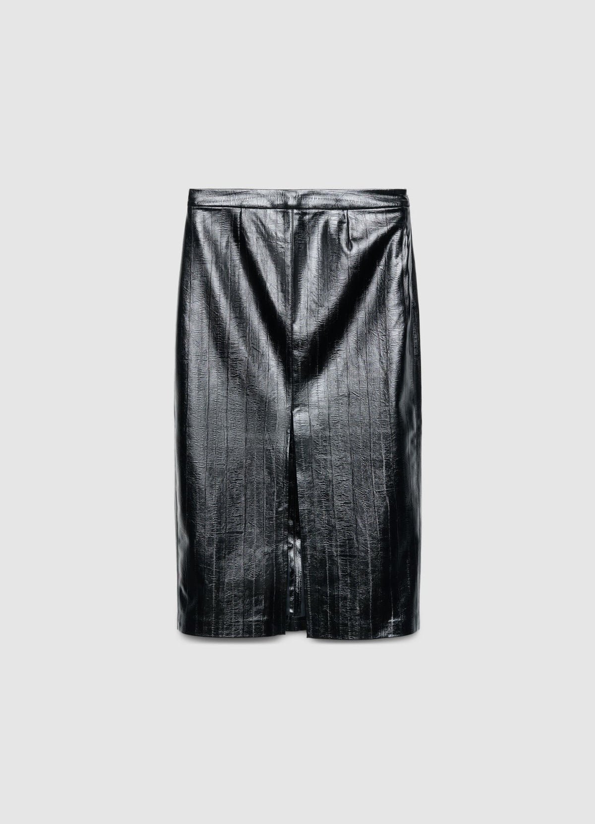 Jupe crayon midi effet cuir fendue