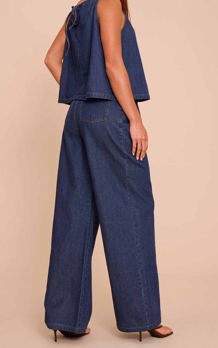 Jean large taille haute b pinces indigo - Tall