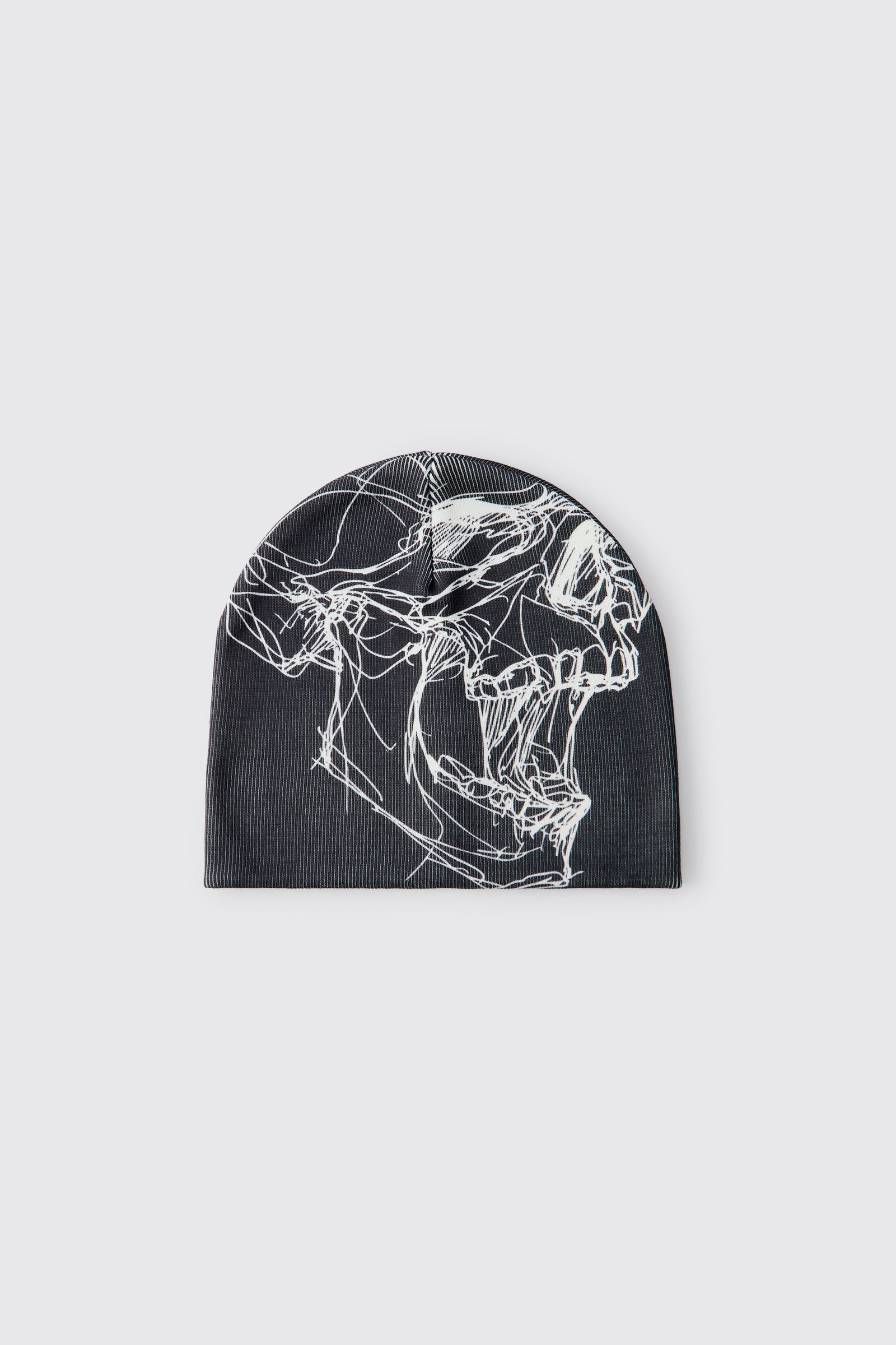 Line art skull graphic beanie