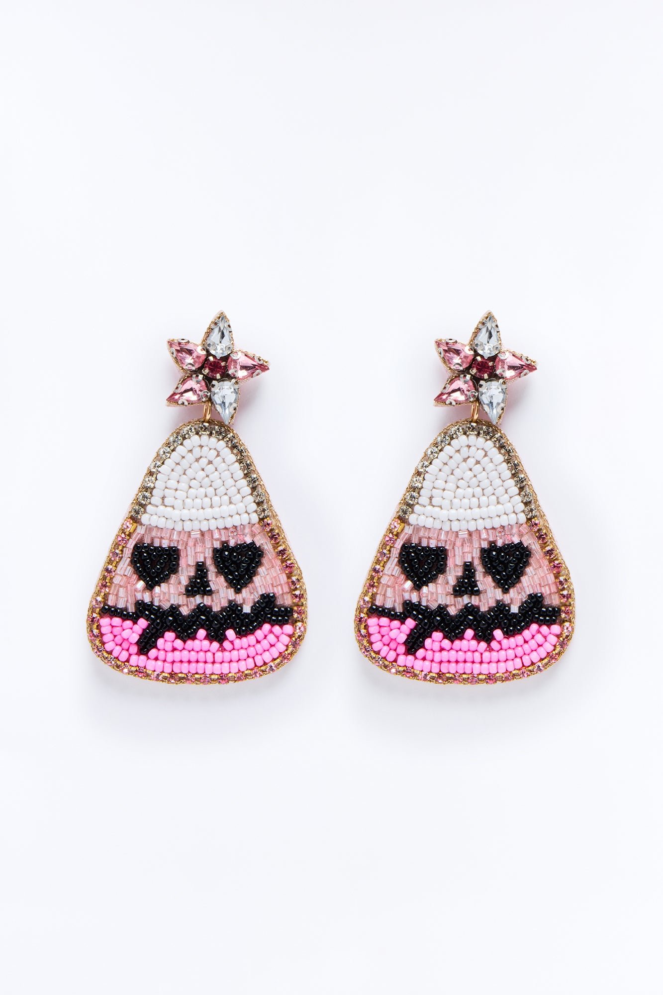 Boucles d'oreilles pendantes perlées candy corn